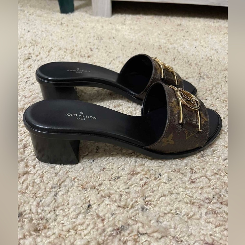 LV lock it mule heel sandals